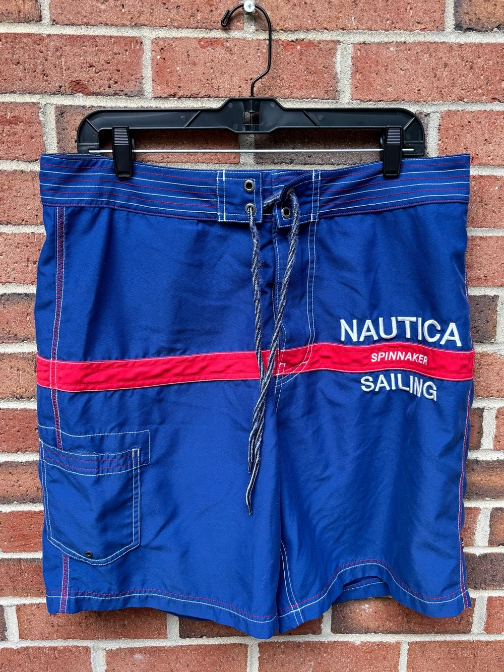 Nautica Spinnaker Sailing Board Shorts Blue Red Men’s Size 34 Swim Trunks